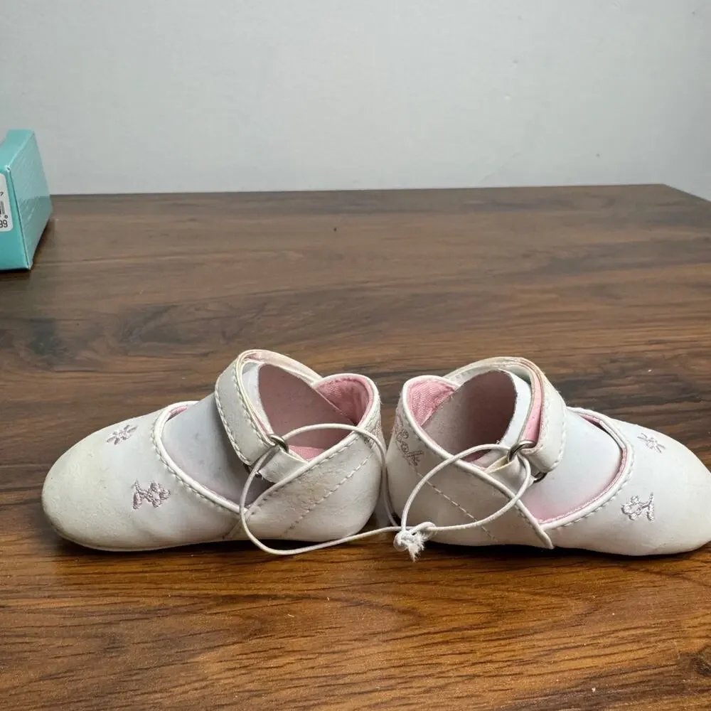 Vintage Y2K Baby Weebok Girls Size 0 Baby Booties White Pink Flowers